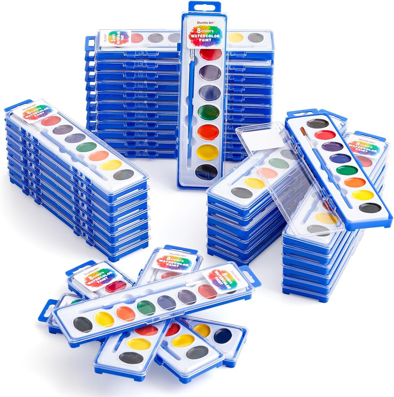 8 Colors Watercolor Paint Set Bulk, Pack of 40, Watercolor Paint Set with Paint Brushes